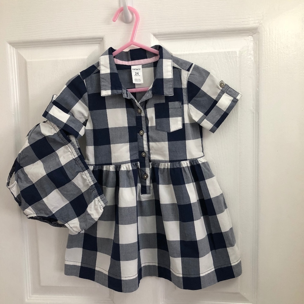 Carter's 2 Piece Casual Dress Navy Blue/White 24M